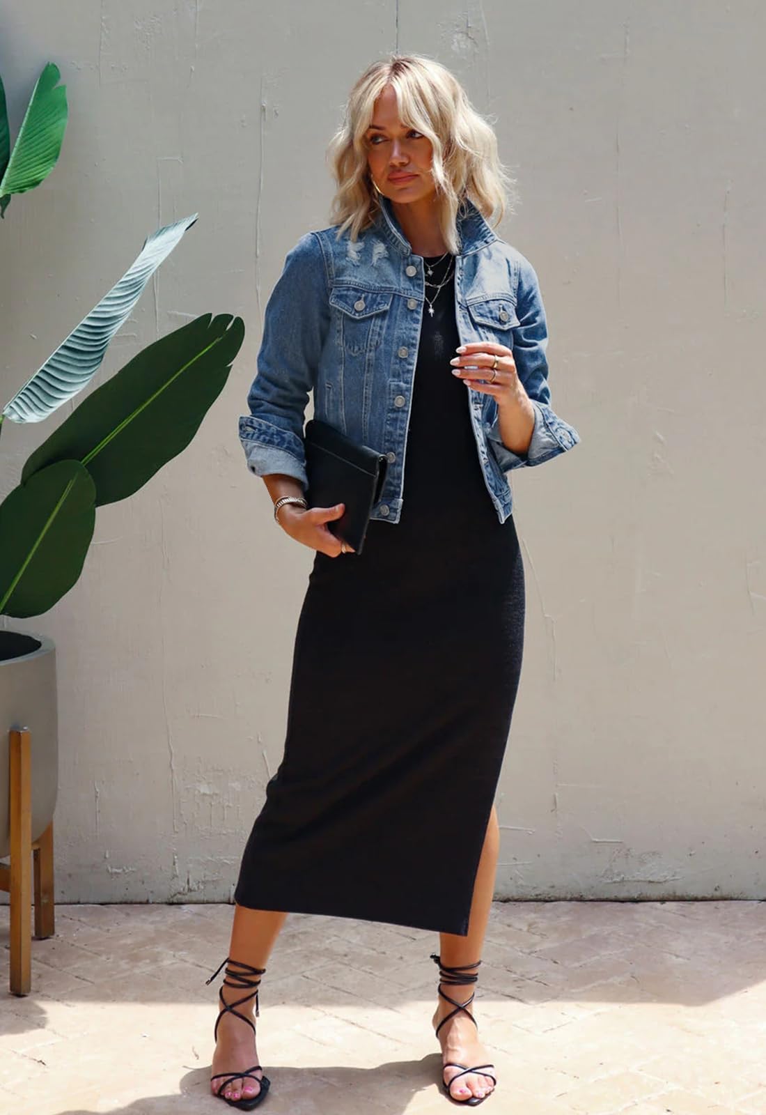 JayscreateEU Veste en jean pour femme avec poches