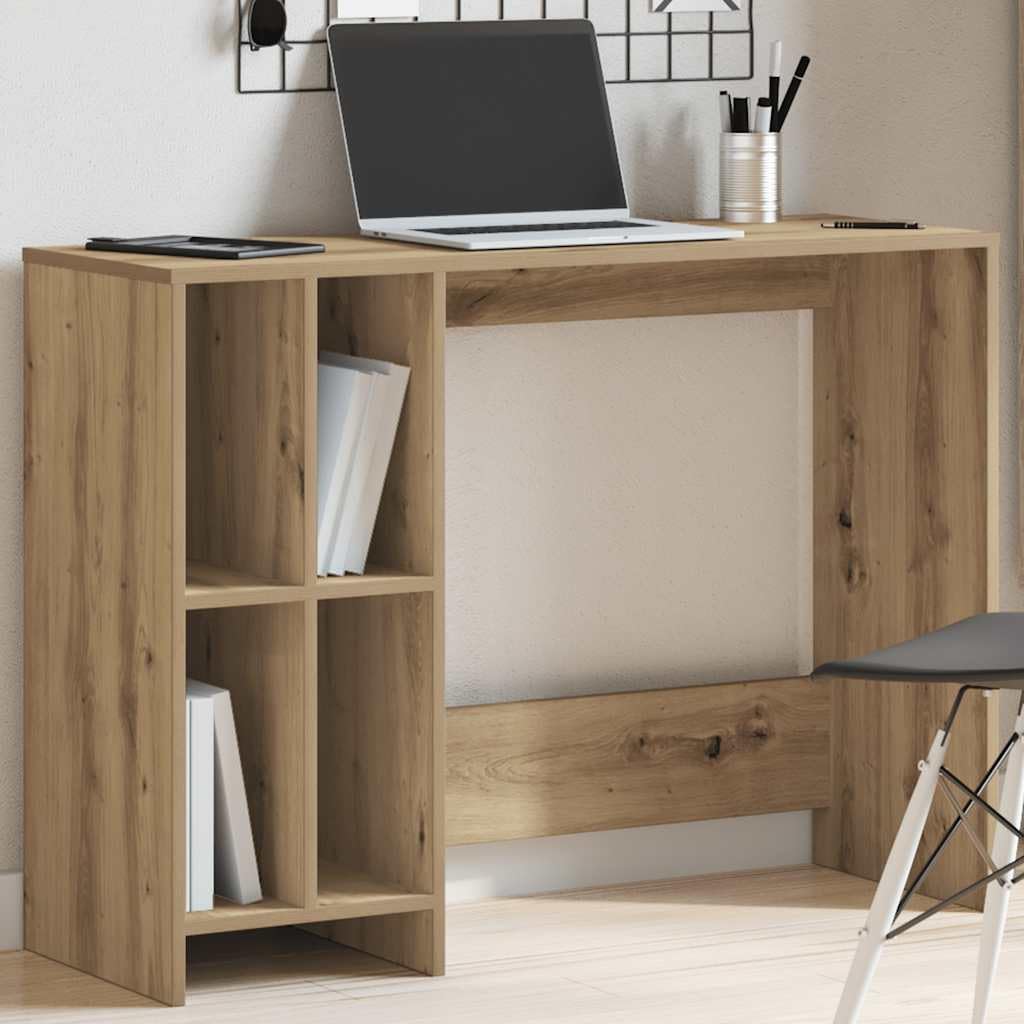 Tavolo per PC in legno di rovere Artisan, 102,5 x 35 x 75 cm, con scomparti aperti, scrivania moderna per piccoli uffici e camere degli studenti, superficie liscia facile da pulire