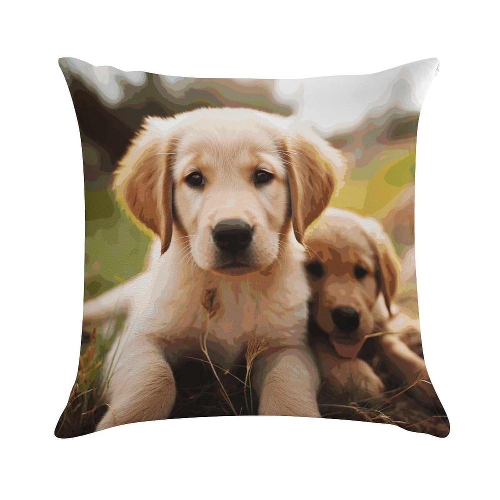 MUSM Plush Decorative Cute Golden Retriever Puppy Throw Pillow Covers Square Cushion Cases Personalized Pillowcase with Zipper Soft Lumbar Pillow Shells Luxury Cozy Pillows Shams Decoration