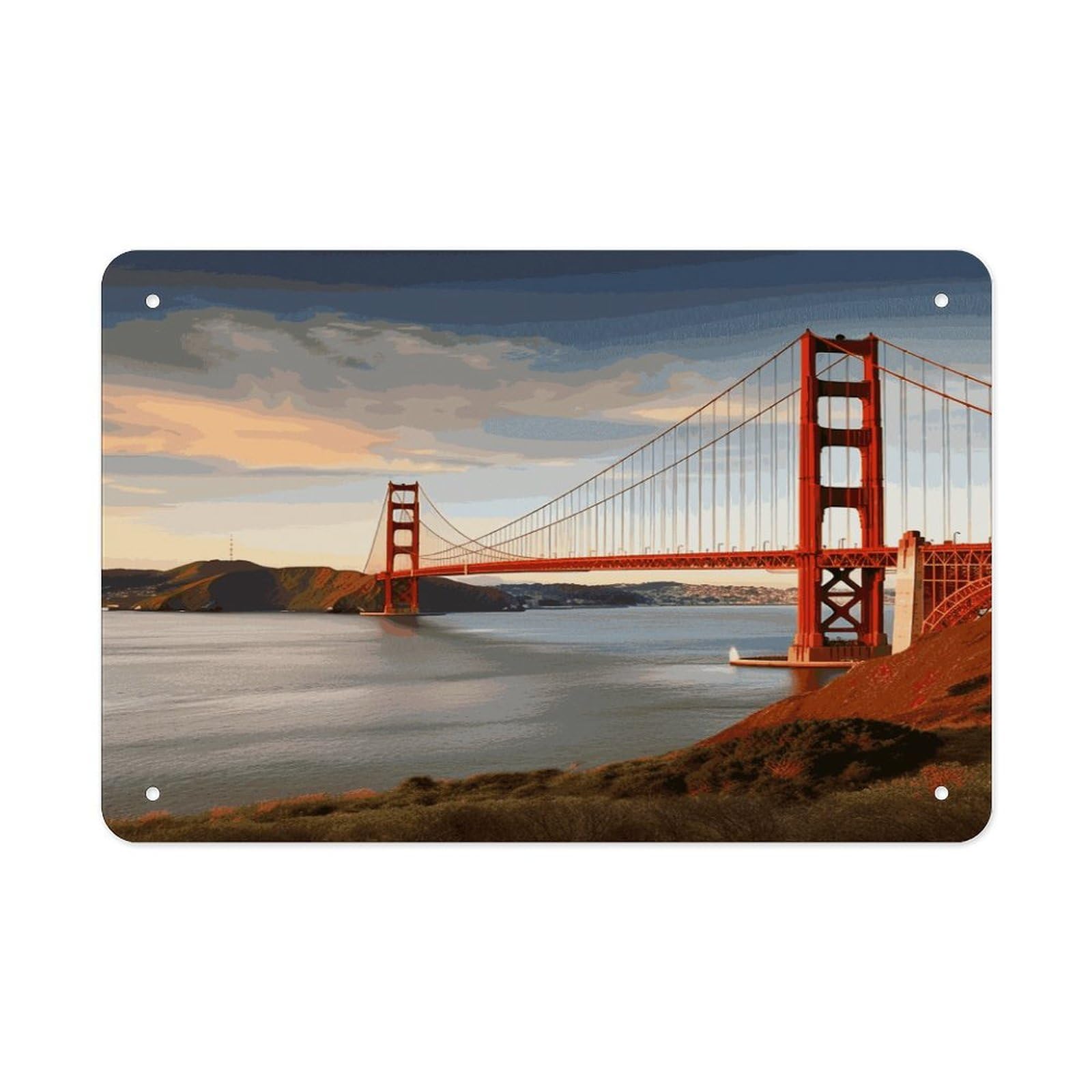 Fekiloot Style Golden Gate Bridge Metal Signs Wall Art Tin Sign