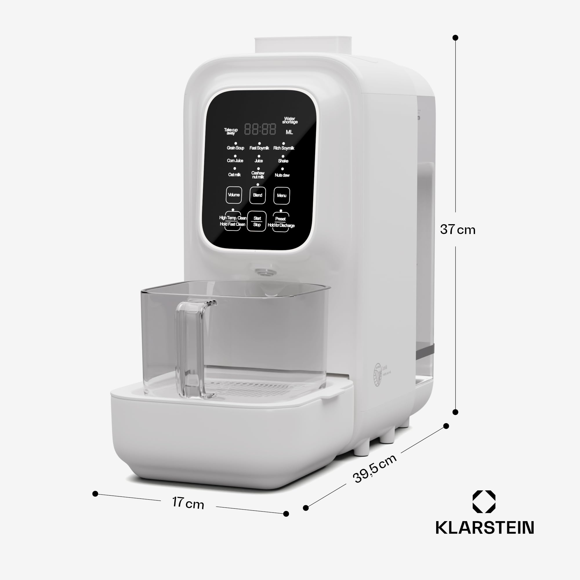 Klarstein Pflanzenmilchbereiter, Digitale Sojamilch Maschine, Nussmilchbereiter, Selbstreinigend