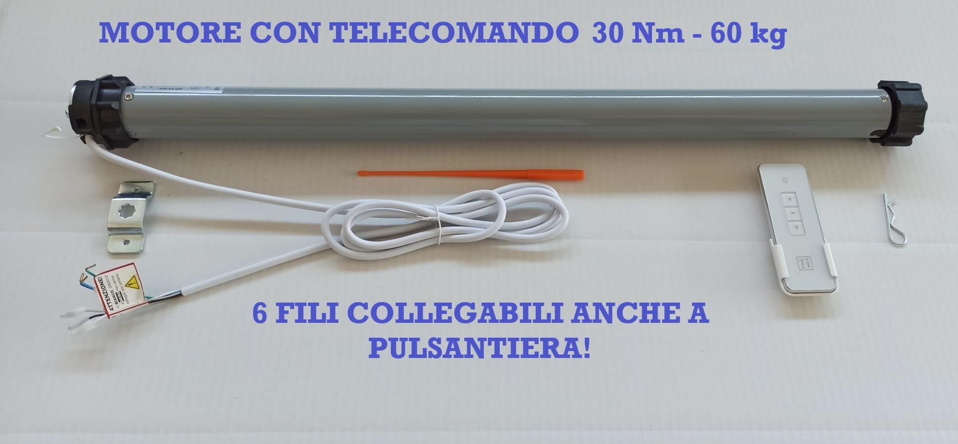 Motore per tapparelle con Telecomando 60 kg - 30 Nm Automazione Tapparelle Elettriche Avvolgibili Motori Radiocomandati si collega anche a Pulsantiera