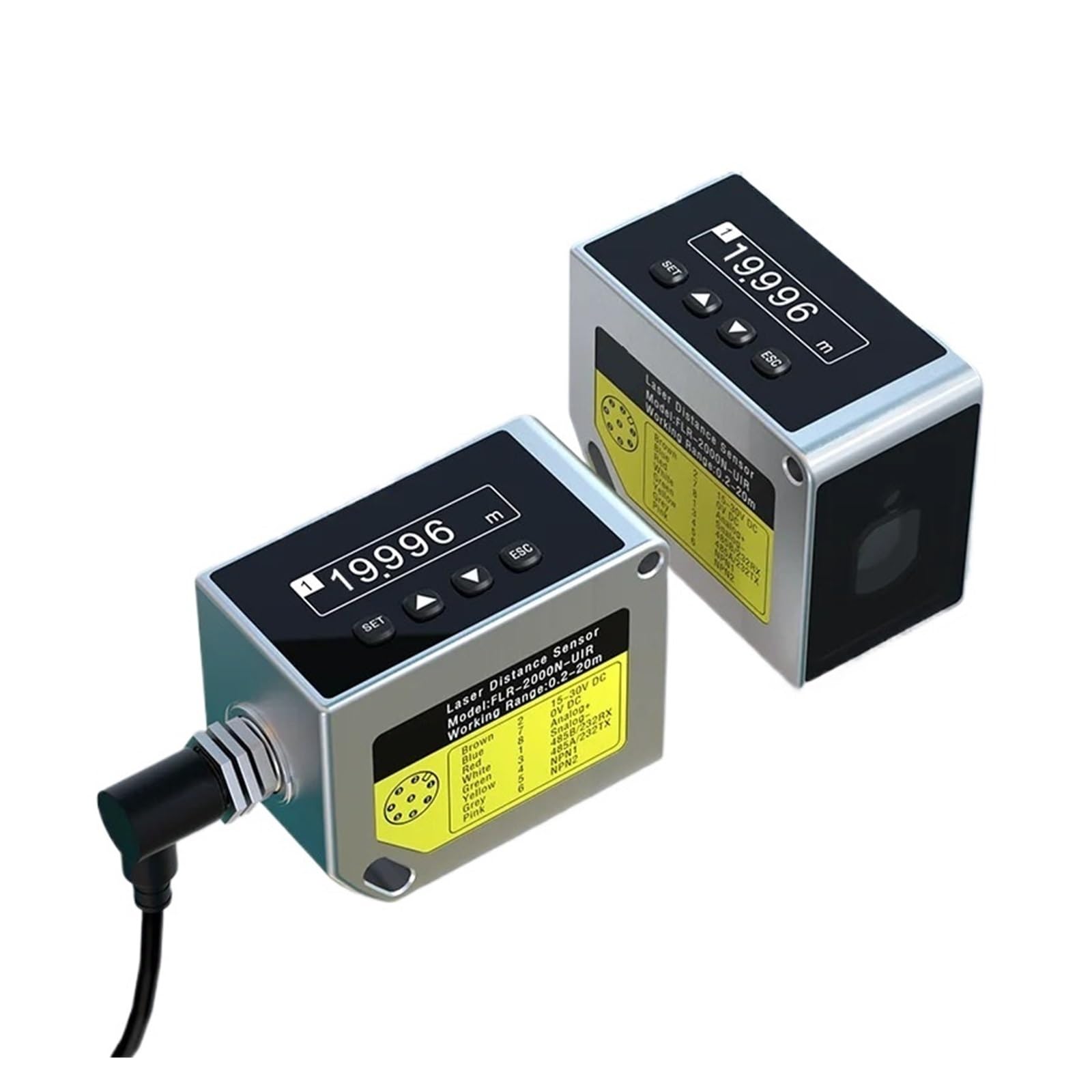 ZVQYSGIW 1pcs Industrial Distance Sensor Long Distance 20m 50m 100m Analogue 4-20mA/0-10V RS485RS232 Distance and Height Meas(FLR-2000N-UIR)
