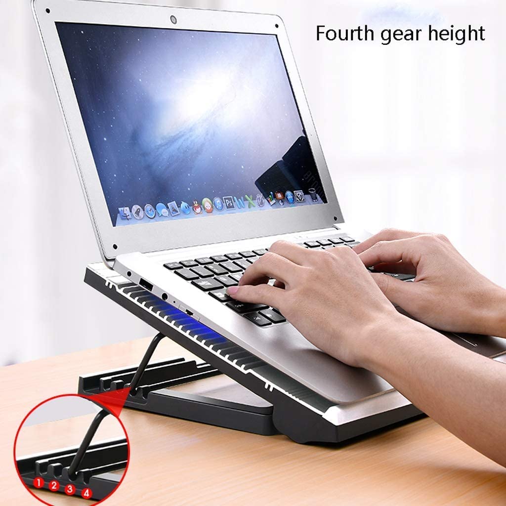 Podstawka Chłodząca Stabilny Podkładki Chłodzące Do Laptopa Stop Aluminium 12-17 Cali Stojak Chłodzący Notebooka Mata Chłodząca 2-portowa Chłodnica USB Cichy Biurko(Black)