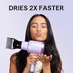Wavytalk Hair Dryer with Diffuser, Blown Away Ionic Hair Dryer for Curly Hair with Comb, 1875W Fast Drying Blow Dryer with Ceramic Technology, 3 Attachments for All Hair Types, Light and Quiet, Purple