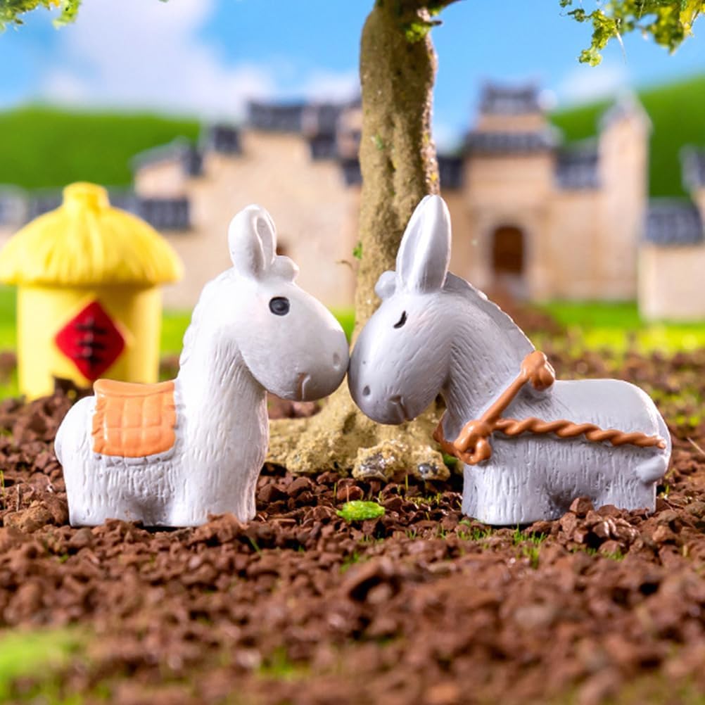 LUOZZY 40 pcs Mini Donkey Figurines Dollhouse Miniature Farm Animals Statues Resin Small Donkey Animals Model for DIY Dollhouse Farm Micro-Landscape Layout Prop