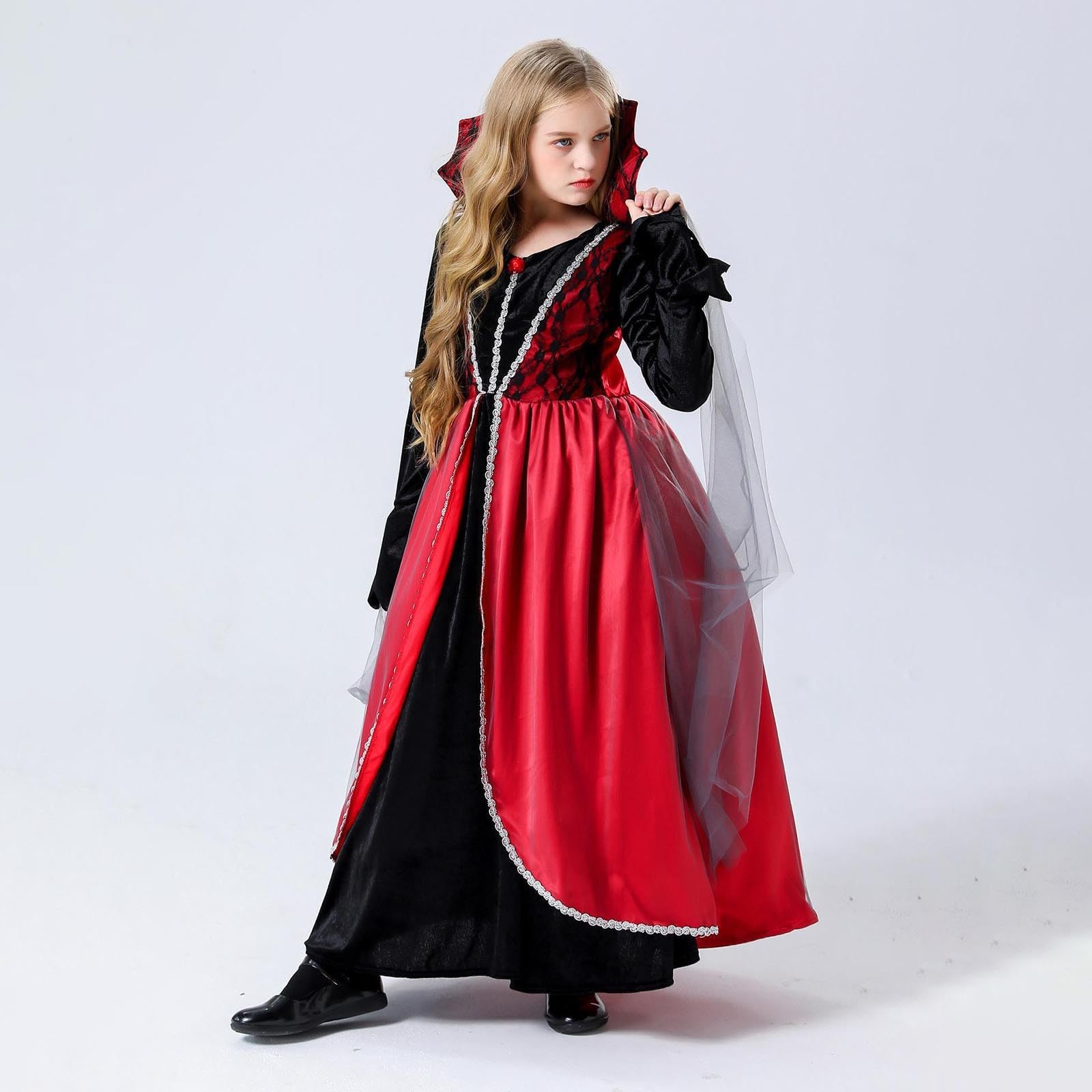 Disfraz Halloween NiñA NiñO Disfraces Medievales para Halloween Vestido Cosplay Princesa con Encaje Conjunto Juego rol Actuaciones Atuendo Otoño Invierno Elegante