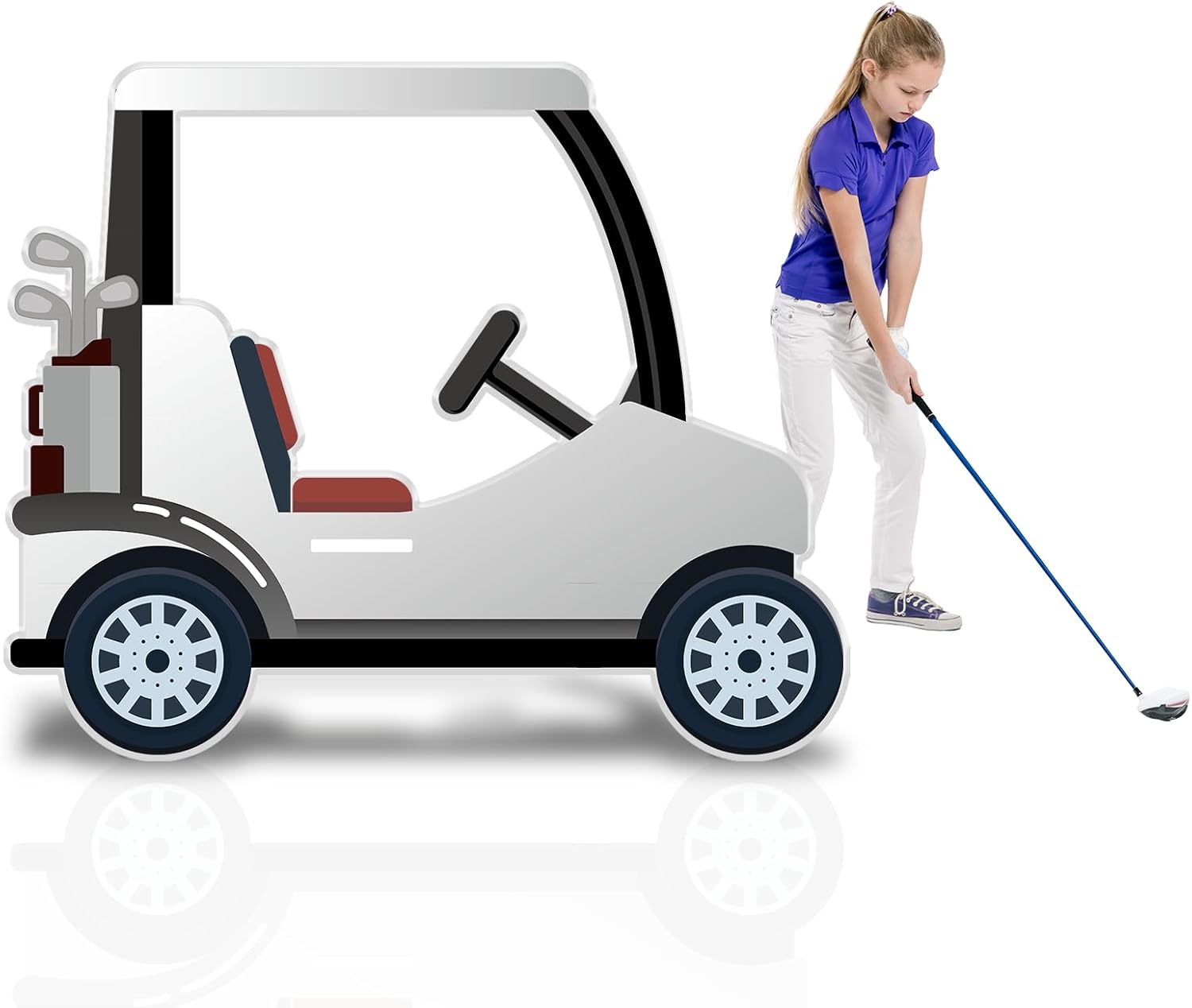 4 FT Large Golf Cart Cardboard Cutout Golf Theme Party Cardboard Photo Prop for Golfer Party Cutout Standup Decorations Photo Prop