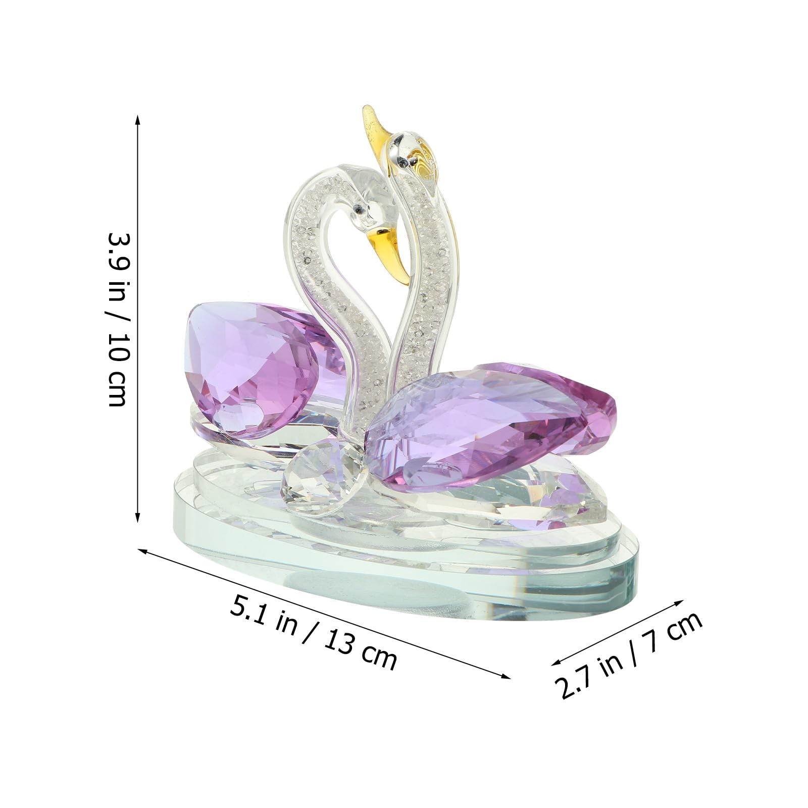 HOMSFOU Kristallschwan Figur Dekoration aus Kristall Glas Handgefertigte Schwanenstatue für Wohnzimmer Elegante Wohndeko mit Romantischem Design