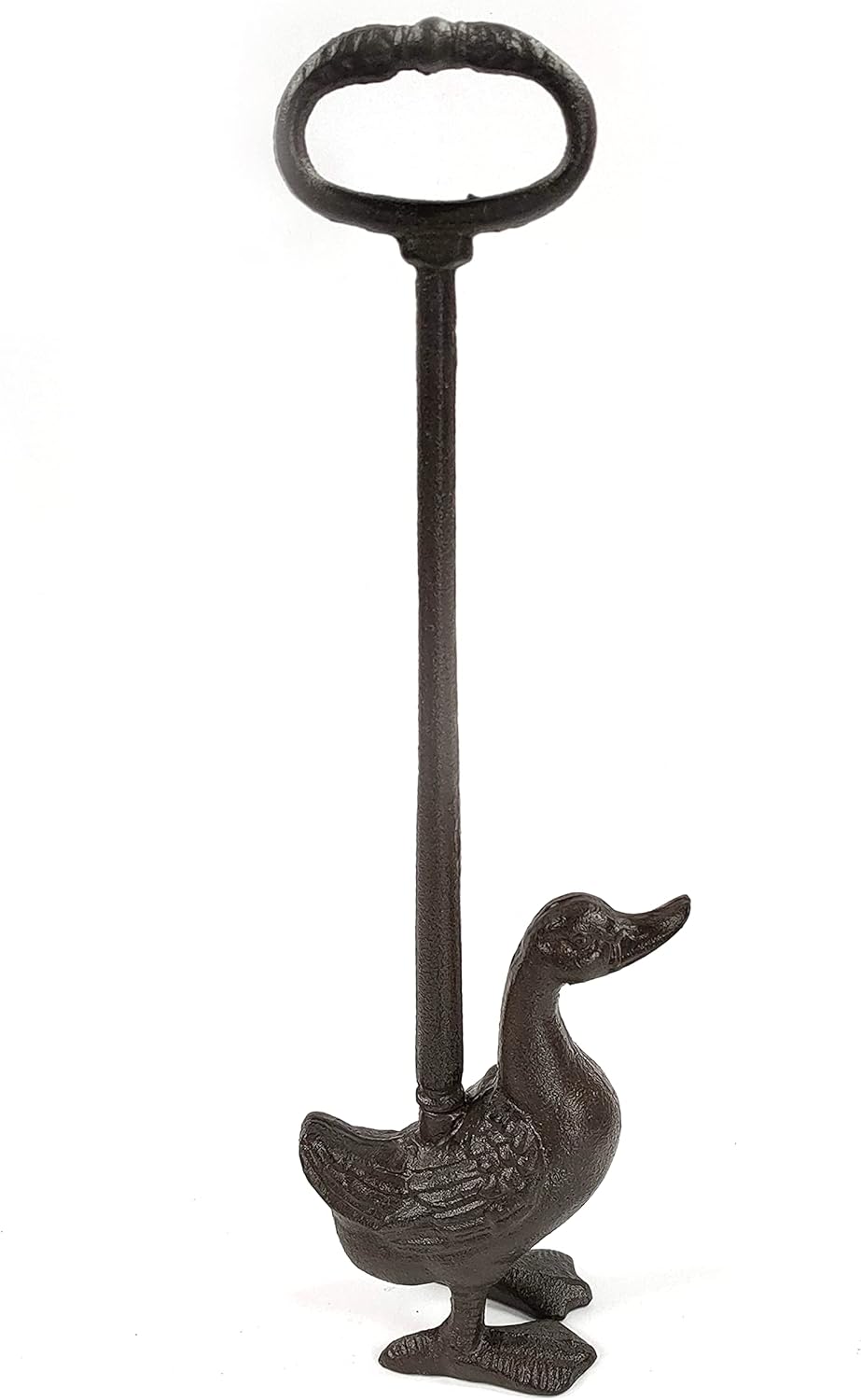 Black Ginger Heavy Duty Cast Iron Door Stop with Duck Design | 51cm Long Handle | 3kg