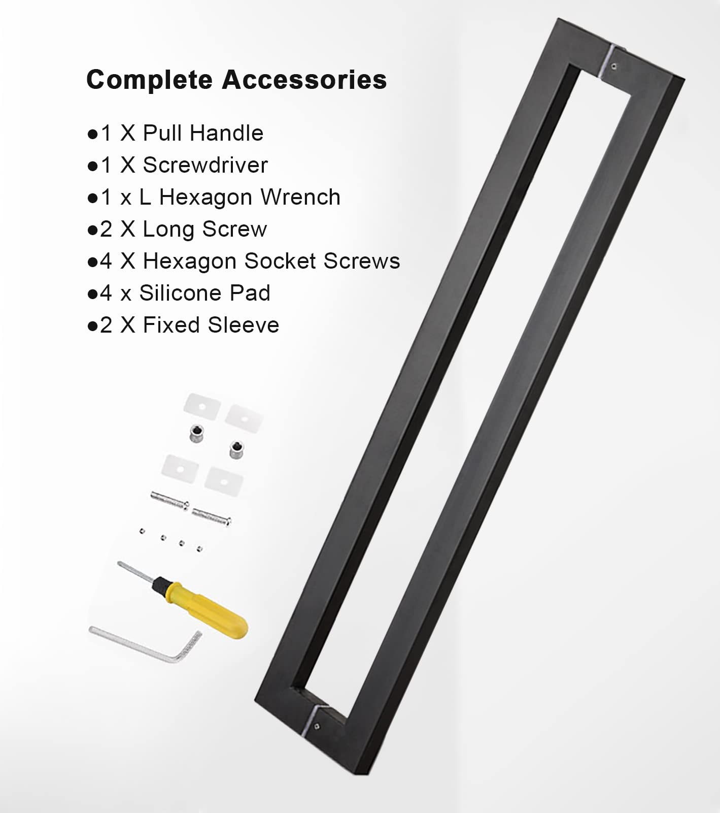 Manija de puerta de granero negra moderna – 32 pulgadas de doble cara para puertas correderas exteriores e interiores – Accesorios de entrada y baño, fácil instalación
