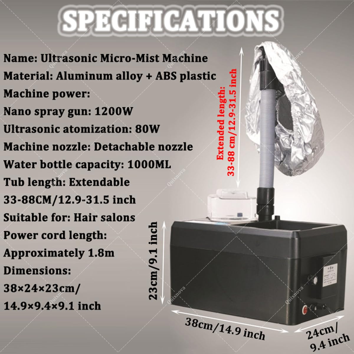 Vaporiera per capelli nano 5 in 1,processore professionale a ultrasuoni e micro nebulizzazione,macchina multifunzionale rimovibile per la cura dei capelli con cappuccio per la cura dei capelli