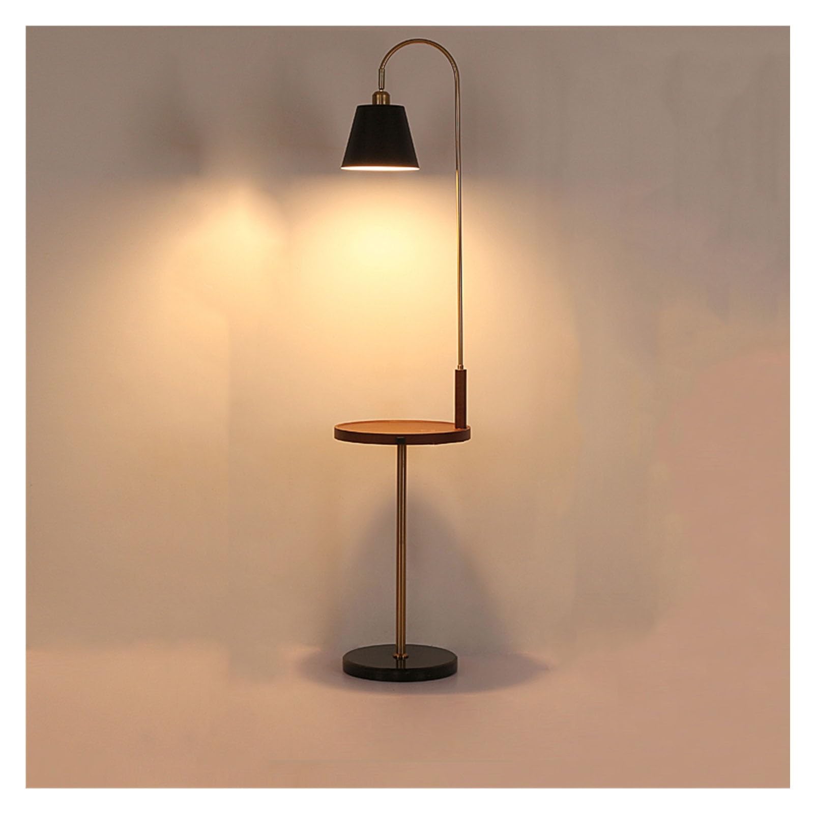 LJHFG63KUYT Standing Lamps Modern Elegant with Tray Mid-Century Nightstand or Side Table with USB Charging Port Floor Lamp Decorate(Gold)