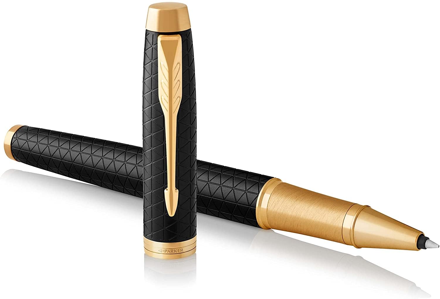 Parker IM Pen Set - Füller & Tintenroller - Sandstrahl Schwarz Gold Trim - Mit Geschenkbox Elegantes Schreibgeschenk für Profis