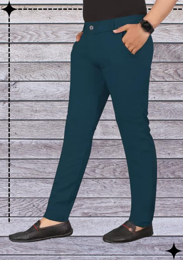 Image of Men's Lycra Stretch Casual Pants Slim Fit Comfortable Trousers Daily Use Solid Pants for Men TS K003 Parent