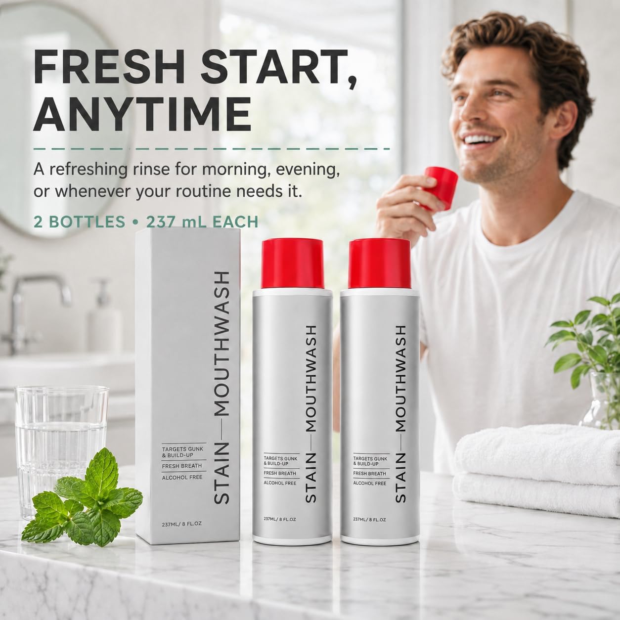 Lumine Organics Mouthwash Whitening,Stain Whitening Mouthwash Rinse,Fresh Breath & Cleaner Looking Teeth,2 Pack Sukou2pc image 5