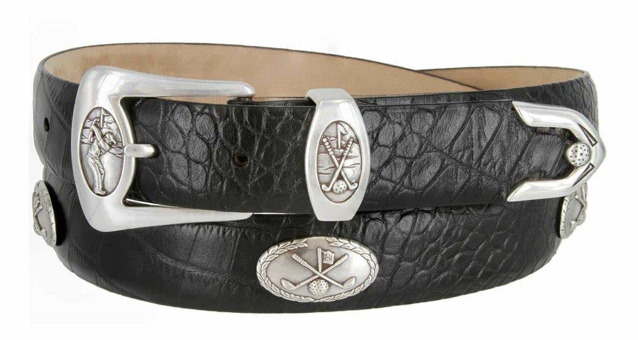 Belts.com BS8642-FA0060-5_Genuine Full-Grain Cowhide Leather Designer Golf Dress Belt, 1-1/8"(30mm) Wide