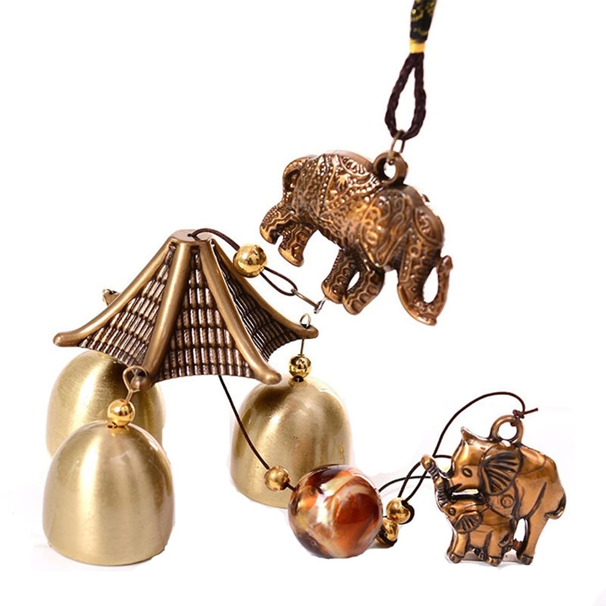 Muiltvoe Wind Chimes, Vintage Metal Wind Chime Bells Chinese Feng Shui Lucky Bell Hanging Ornament For Home Garden Decorations (Elephant)