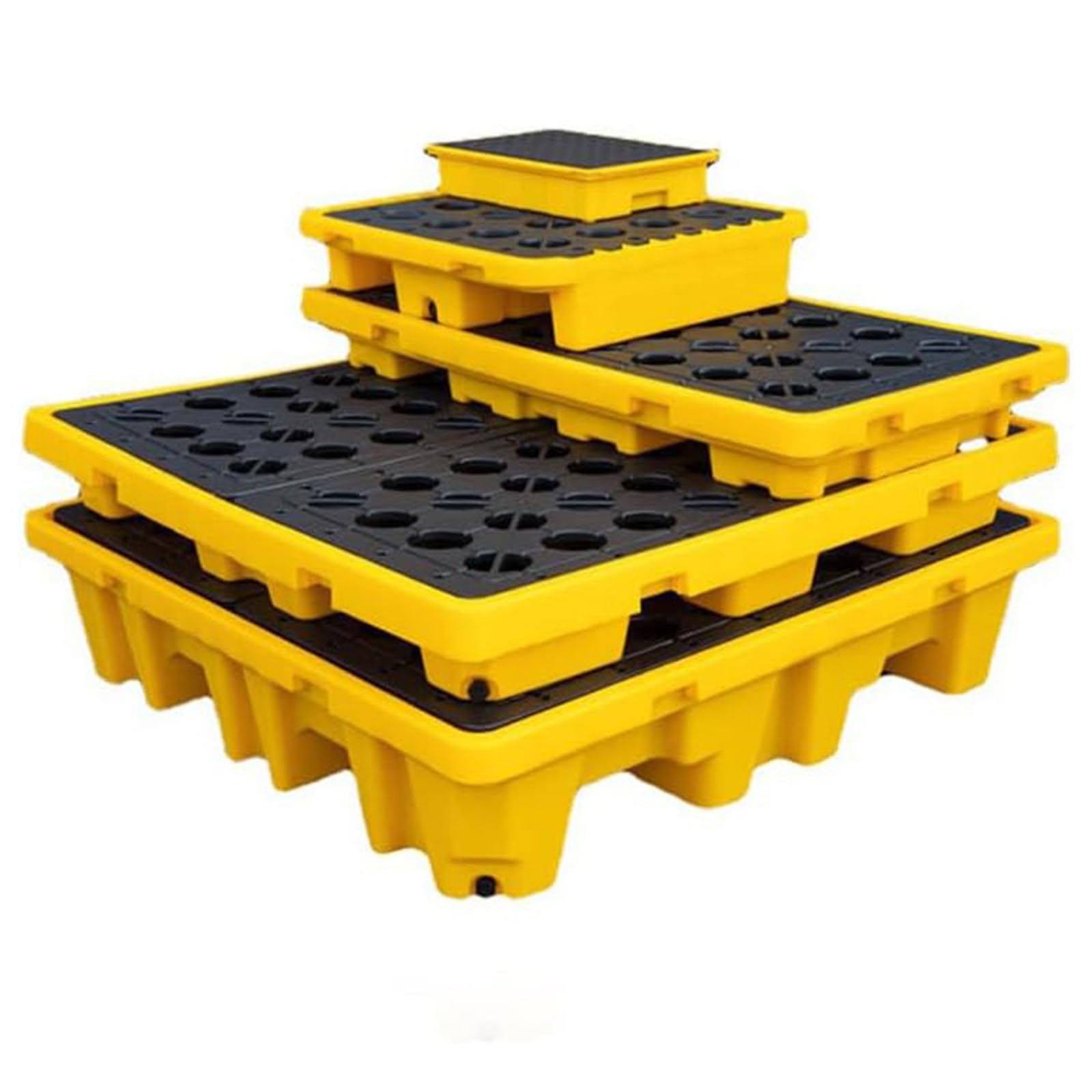 XUFWANYE Spill Pallet with Drain Outlet & Forklift Pockets 67×67×15cm(26.38×26.38×5.91in)