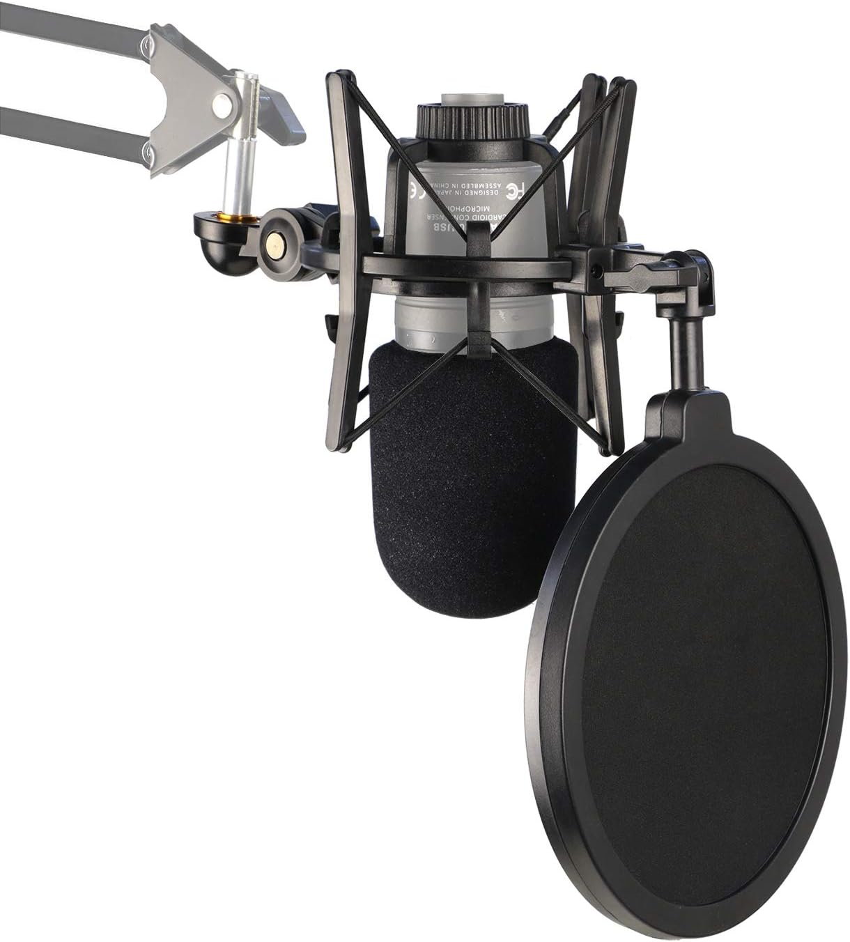 Professional AT2020 Shock Mount with Foam Windscreen, Pop Filter with Shockmount Reduces Vibration Noise and Improve Recording Quality for AT2020USB+ Condenser Mic by YOUSHARES