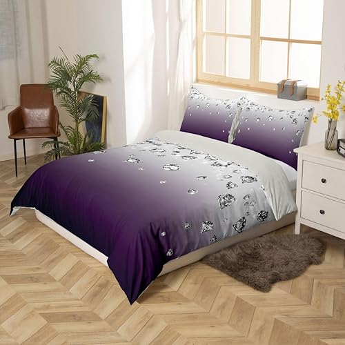 Miniatura 5 de Erosebridal Juego de ropa de cama de color degradado morado, funda de edredón de tamaño individual, funda de edredón abstracta moderna para adultos,