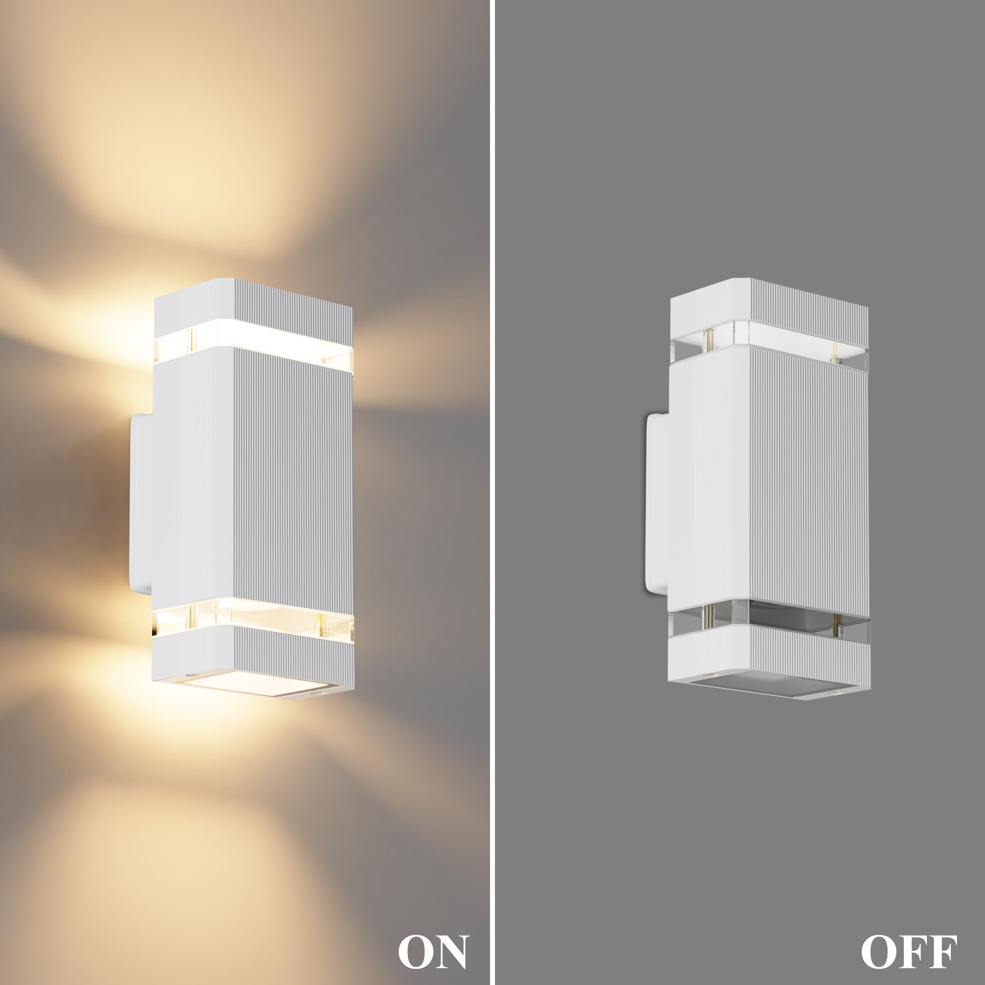 Aipsun LED Lampada da esterno, Applique da esterno GU10 Up Down 3000K bianco caldo | IP65 Applique per interni/esterni, balcone, giardino, garage e corridoio|Bianco
