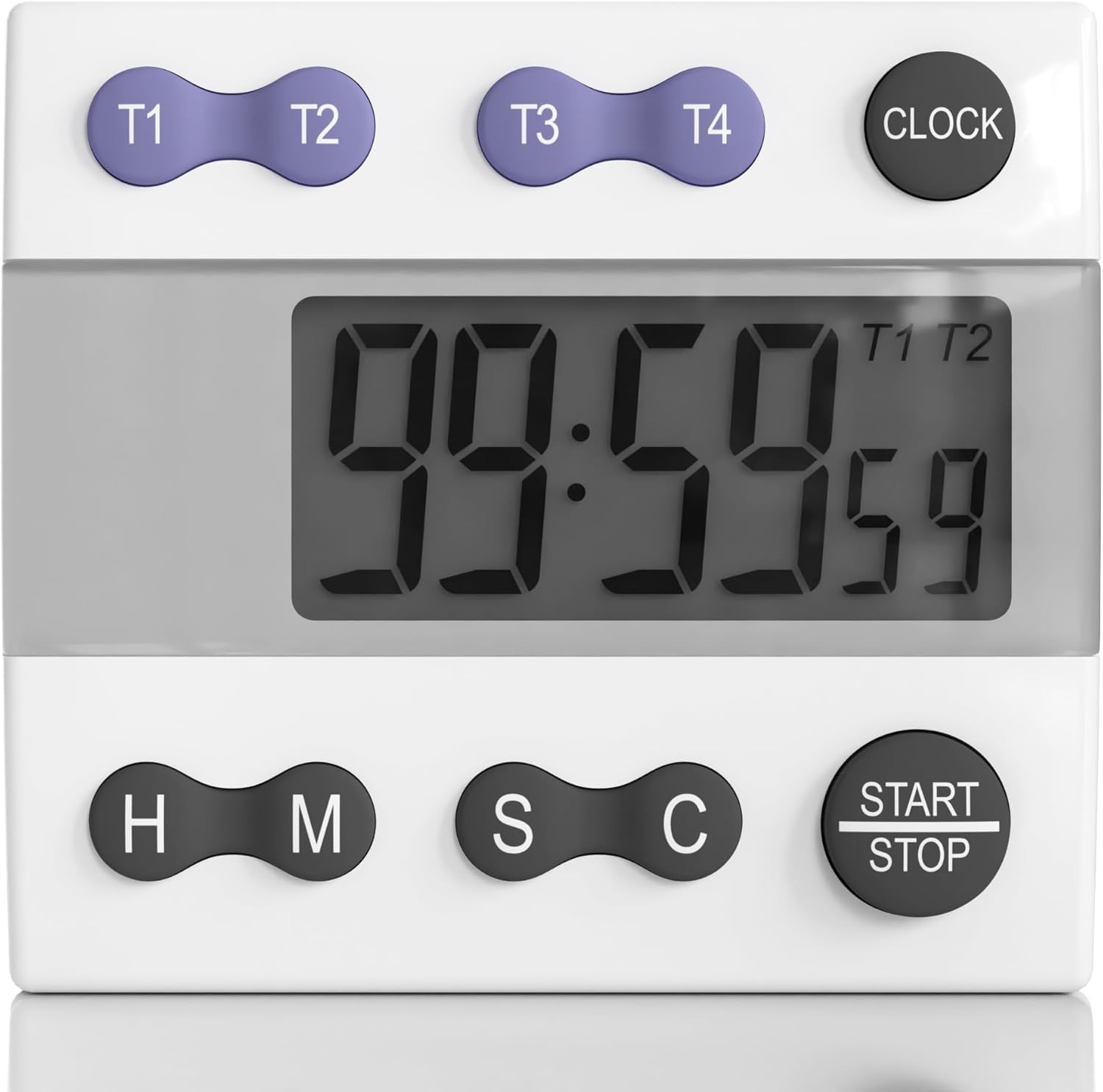 Sper Scientific Tragbarer digitaler Küchentimer 810015 zum Kochen und Backen mit lautem Alarm, 4-K-Timer, großes Display, digitaler Labor- und Koch-Timer, Klassenzimmer-Timer für Lehrer und