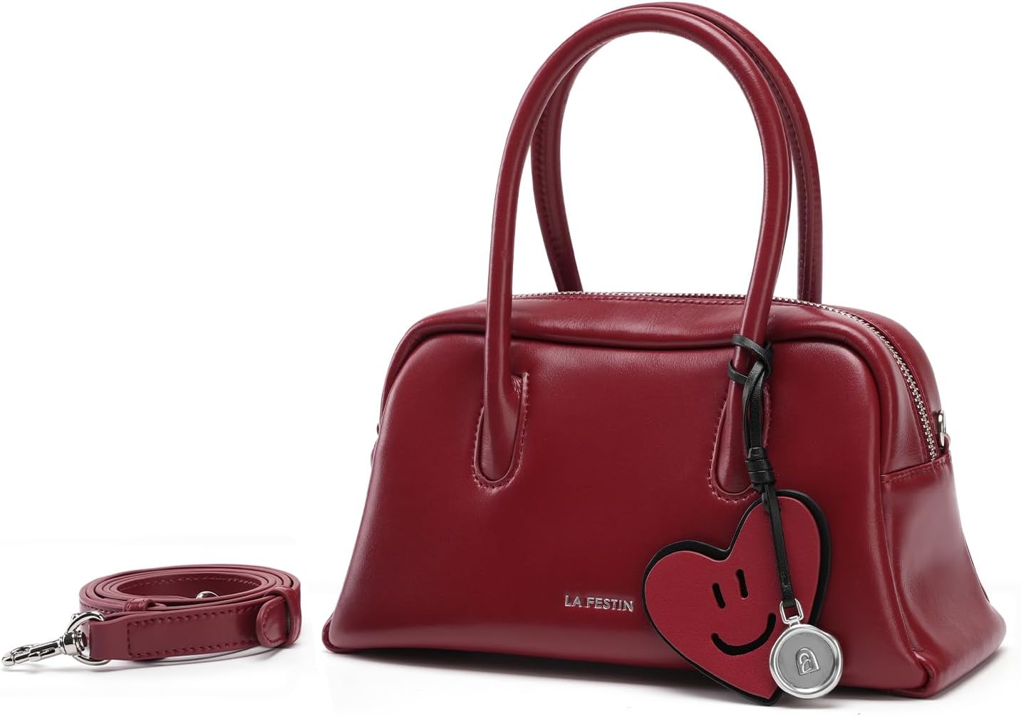 LA’FESTIN Women’s Leather Top-Handle Handbag: Small Crossbody Bag with Adjustable Strap, Casual Shoulder Purse for Women