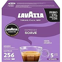 Lavazza, A Modo Mio Soave, 256 Capsule Caffè, per un Espresso Leggero ed Elegante con Note Aromatiche di Fiori, 100% Arabica, Intensità 5, 13, Tostatura Media, 16 Confezioni da 16 Capsule