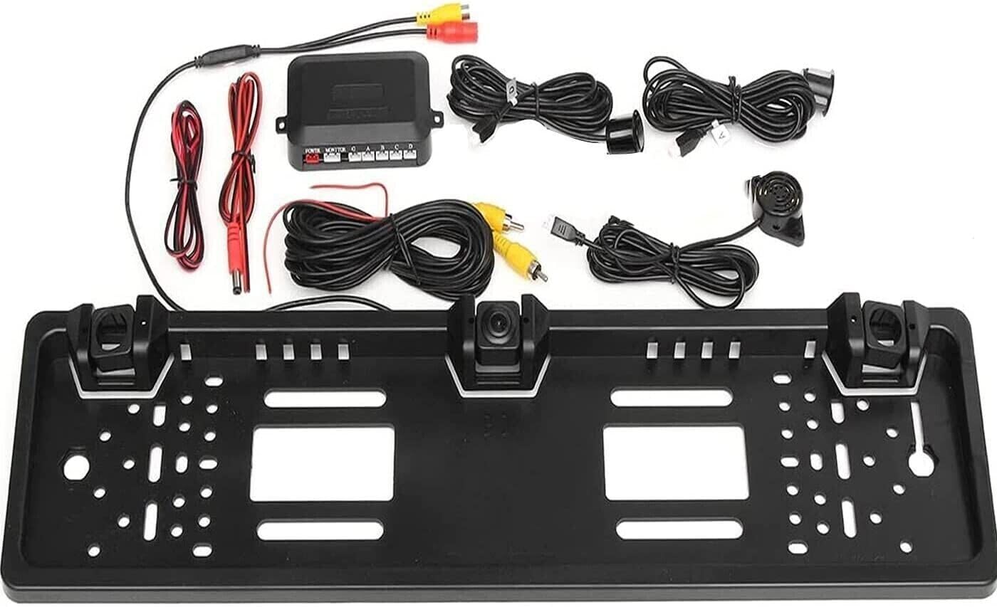 KIT COMPLETO PARCHEGGIO AUTO MONITOR DA 4,3+PORTATARGA CON RETROCAMERA E SENSORI
