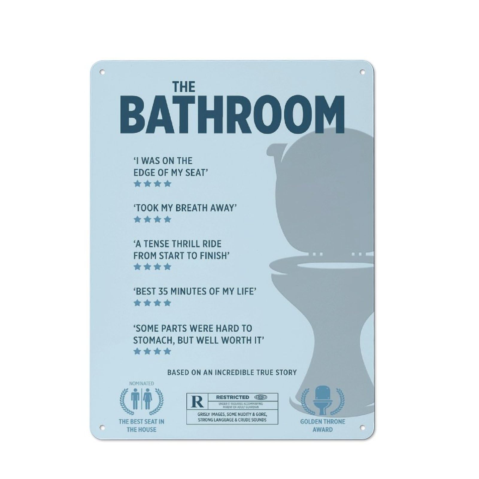 Junmoney The Bathroom Movie Parody Tin Sign With Design 40X30cm, Vintage Shed Wall Decor For Greenhouse, Garden Room, Cafe Or Entryway