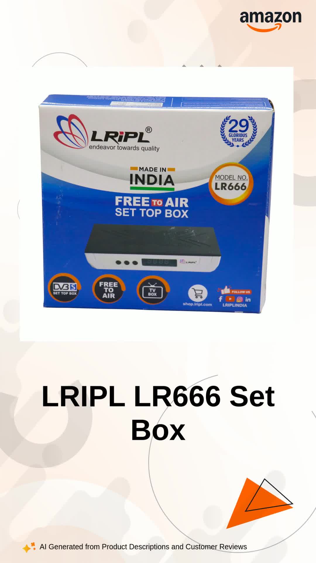 LRIPL LR666 Mpeg2 Set Top Box Free Dish SD settop Box DC -2000