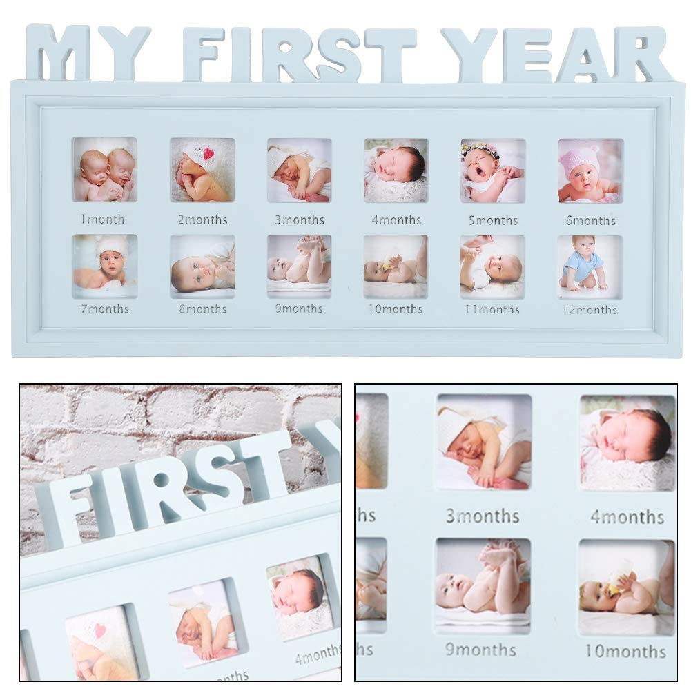 HERCHR Baby's First Year Frame, First Year Baby Picture Frame 12 Months for Photo Memories, 40 x 20cm