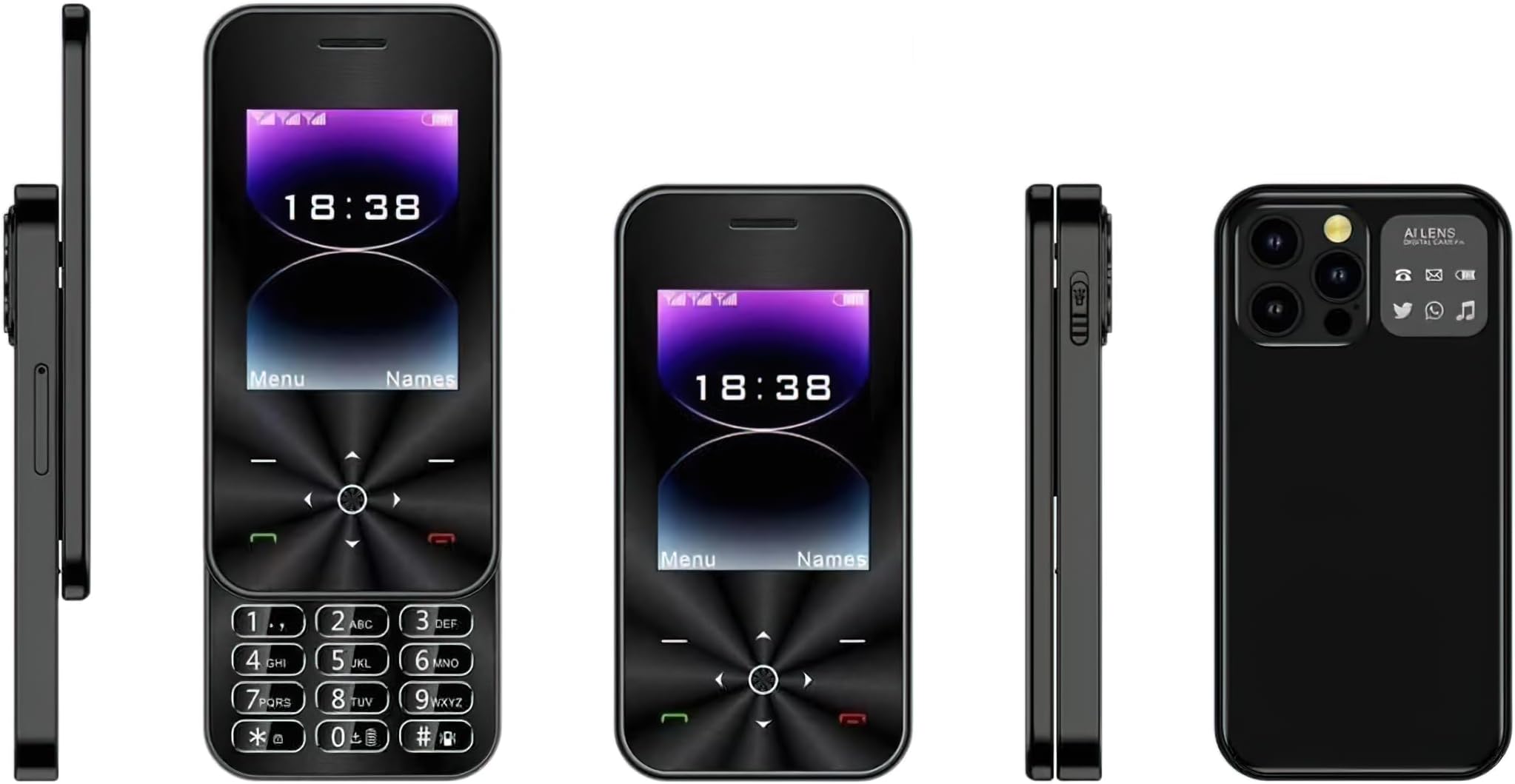 I18pro Classic Slide Design, Elderly Button Phone (Black)