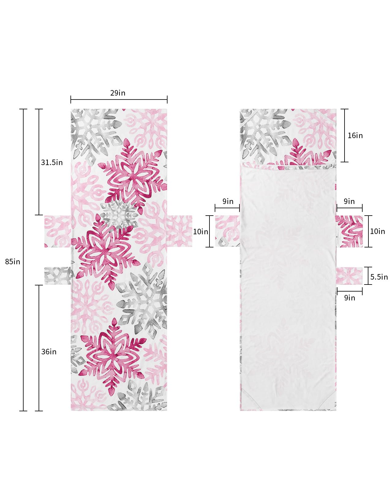 Pink Grey Snowflake Christmas Beach Lounge Chair Towel Cover, Soft Chaise Lounge Towel with Side Pockets Patio Pool Chairs Cover for Beach/Pool Sunbathing 29x85 Xmas Winter Snowflake