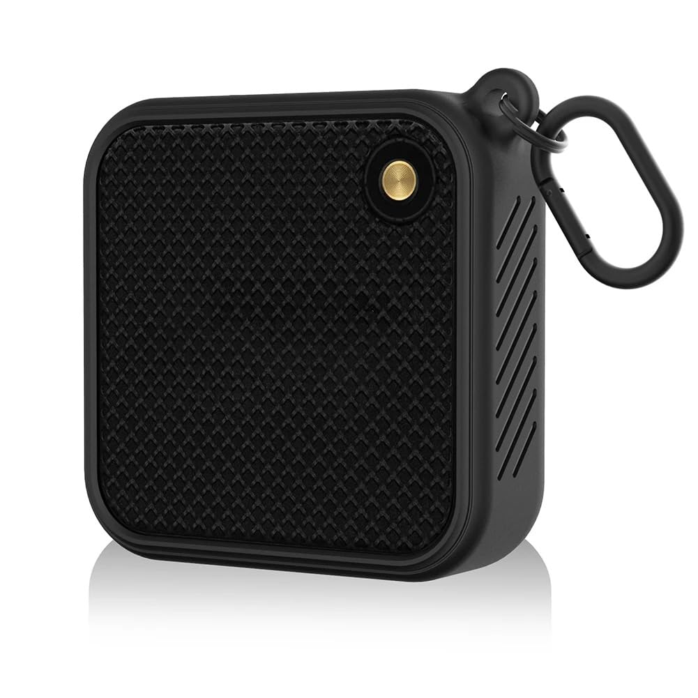 WANLYU Silicone Speaker Cover Portable Speaker Protective Box Shockproof Anti-fall with Metal Hook Accessories for Marshall Willen,Black