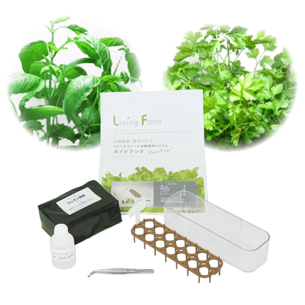 リビングファーム 水耕栽培 ハーブ バジルとイタリアンパセリ 苗作りキット