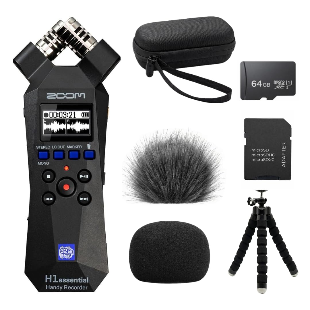 Amazon.com: Zoom H1essential Recorder Bundle with 64GB Card, Case
