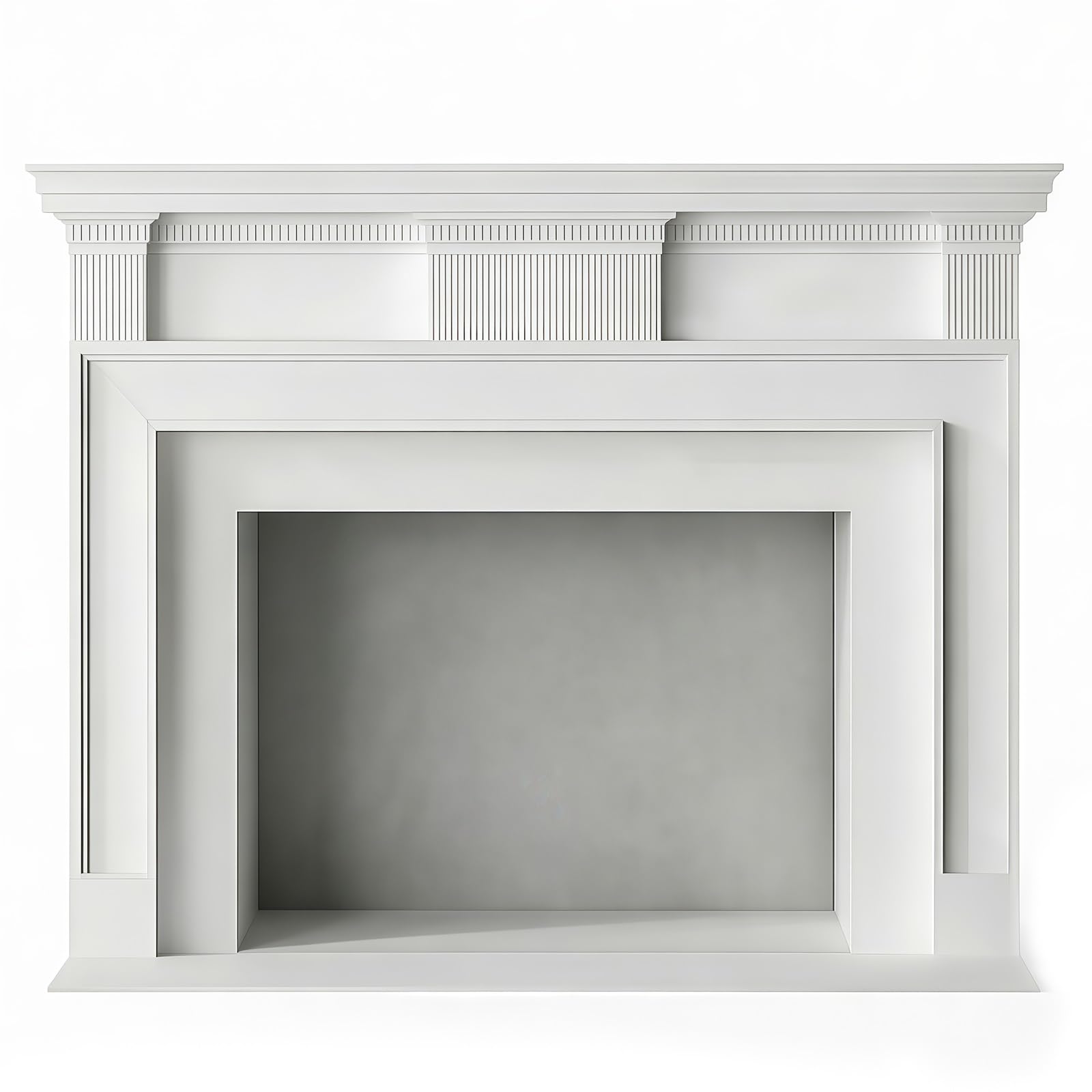 Mantels Surrounds Traditional Solid Birch Wood Fireplace Mantel White Decorative Surround with Fluted Columns Decorated Frame