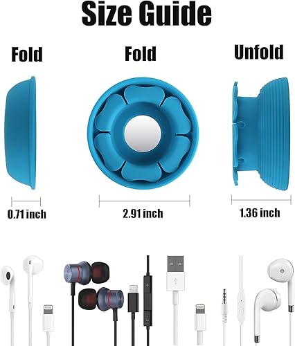 Miniatura 3 de MAIRUI Estuche para auriculares con cable, organizador de cables de auriculares de silicona suave, soporte magnético de almacenamiento sin enredos