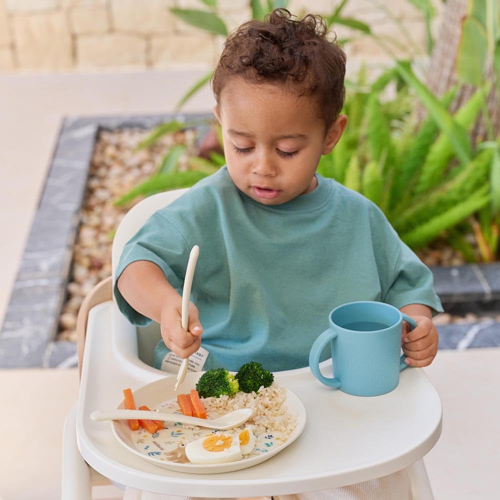Miniland - Vajilla para Bebé de Aprendizaje | Plato, Vaso Antiderrame y Cubiertos Adaptados para Bebé | Vajilla Infantil Libre de BPA (Set Dreamland)