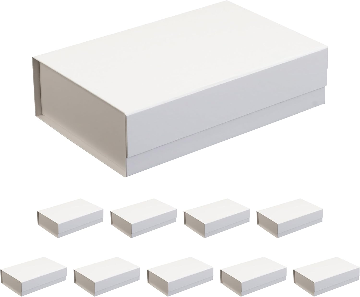 CECOBOX 10PC Gift Boxes with Lids for Presents 14"x13.4"x3.15" - Matte, Collapsible Magnetic Closure Gift Box - Groomsmen & Bridesmaid Proposal Boxes, Wedding, PR, Birthdays, Holidays - White
