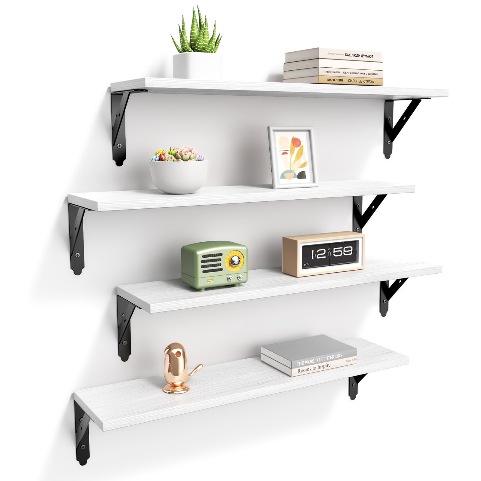 Black Floating Shelves - Set of 4 -18