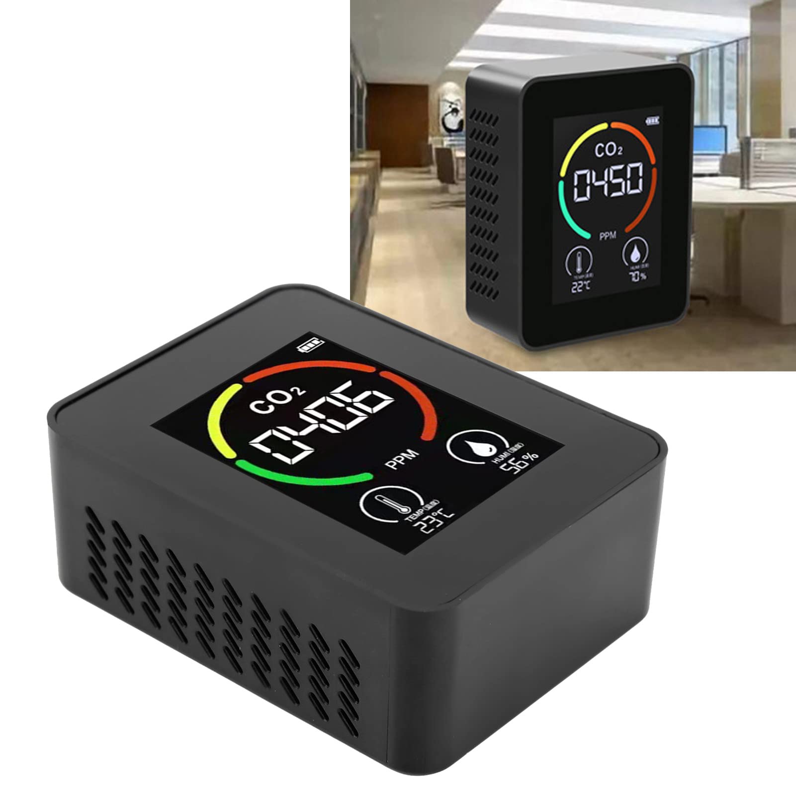 Moniteur de qualité de L'air, Détecteur de CO2 avec Capteur TVOC, Moniteur en Temps Réel, Lecture Facile, Large utilité
