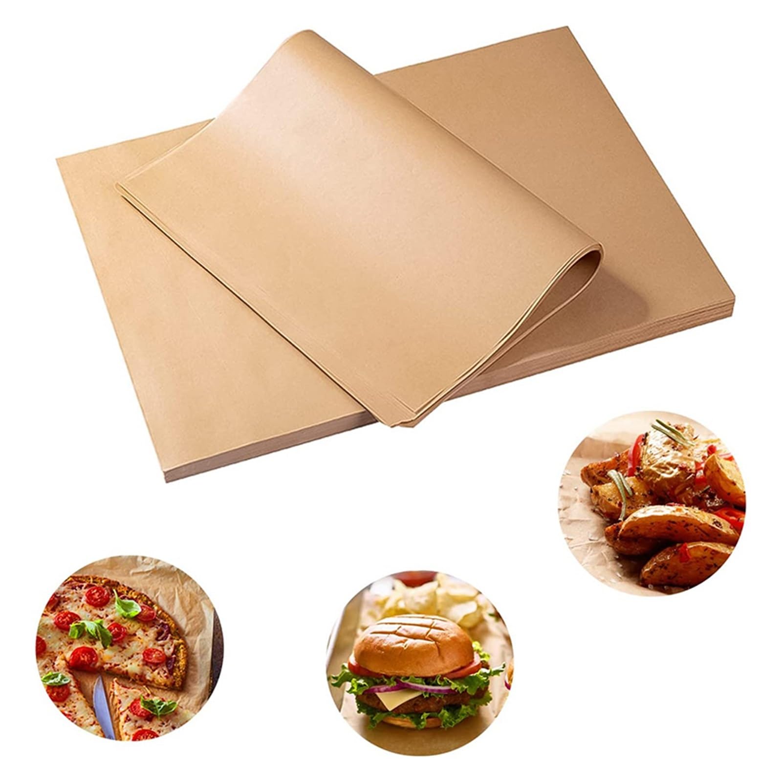 100 Uds. Bandejas de papel for hornear antiadherentes precortadas no se rizan y queman cera JT70(100Pcs 30x40cm)