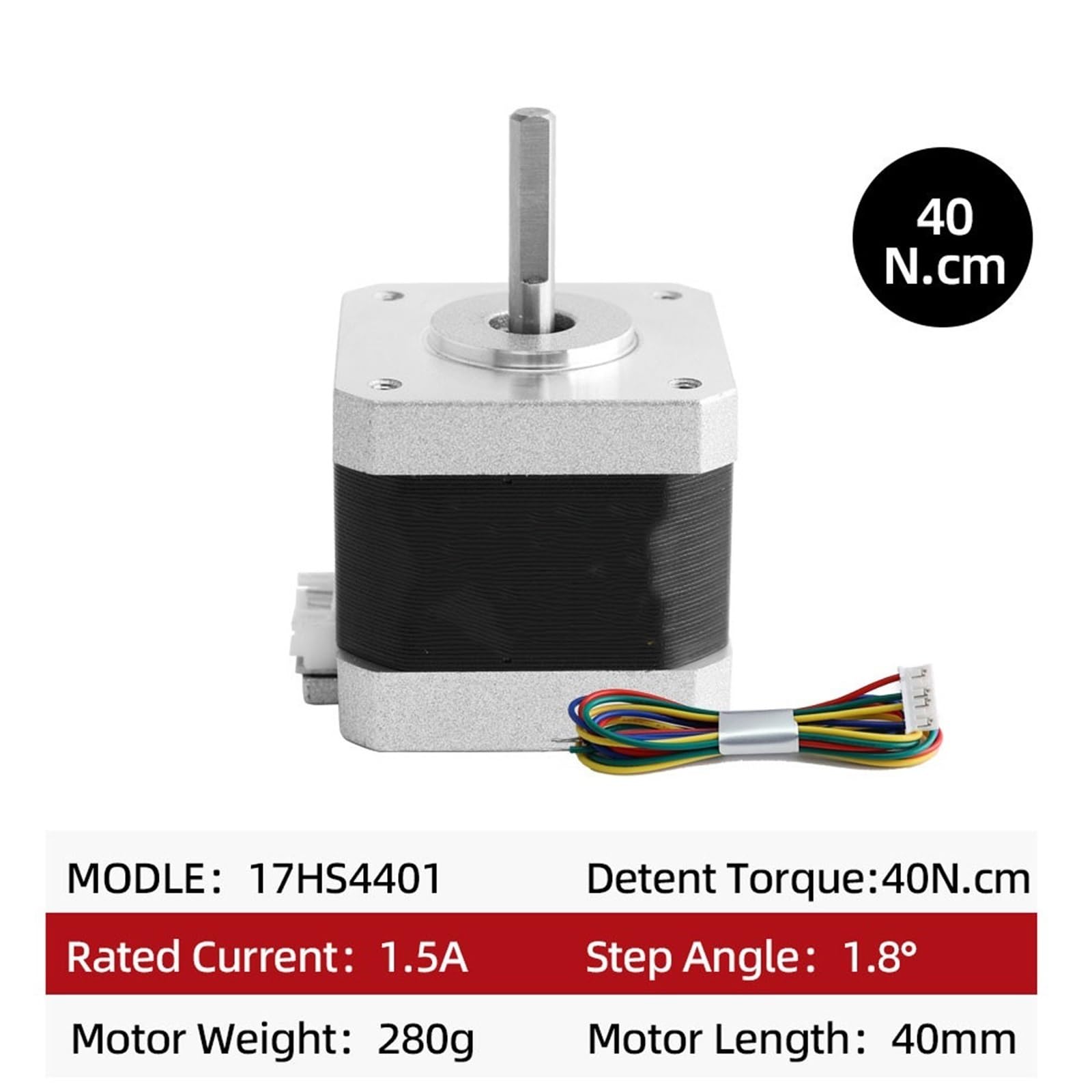 5pcs 2 Phase 4 Wire 42mm Stepper Motor 40N.CM 1.5A 1.8 Degree Nema 17 Stepper Motor 17HS4401 30cm Wire Scena Montaż