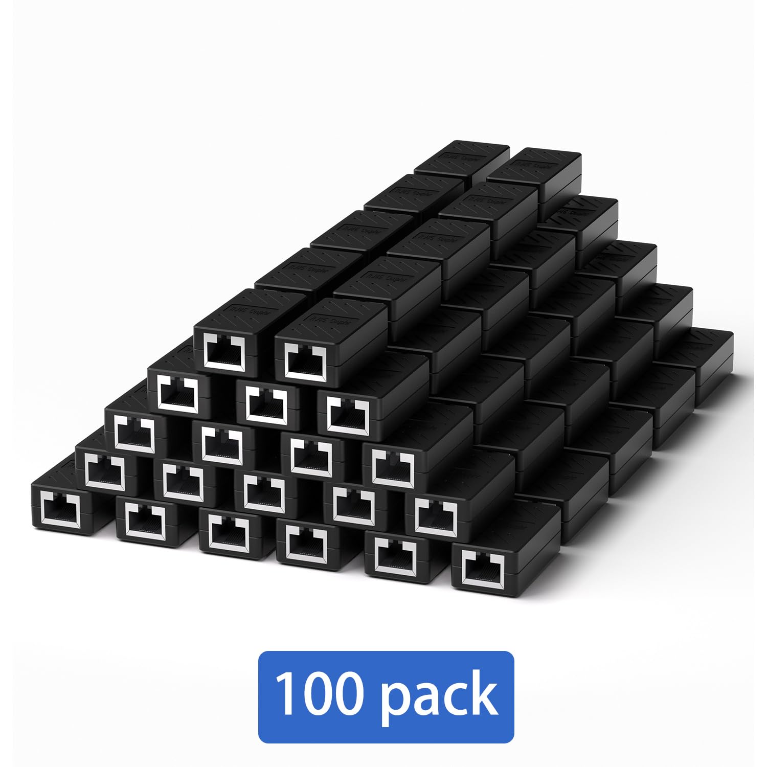Dingsun Lot de 100 coupleurs RJ45, coupleur Ethernet femelle vers femelle pour câble Ethernet Cat7/Cat6/Cat5/Cat5e Noir