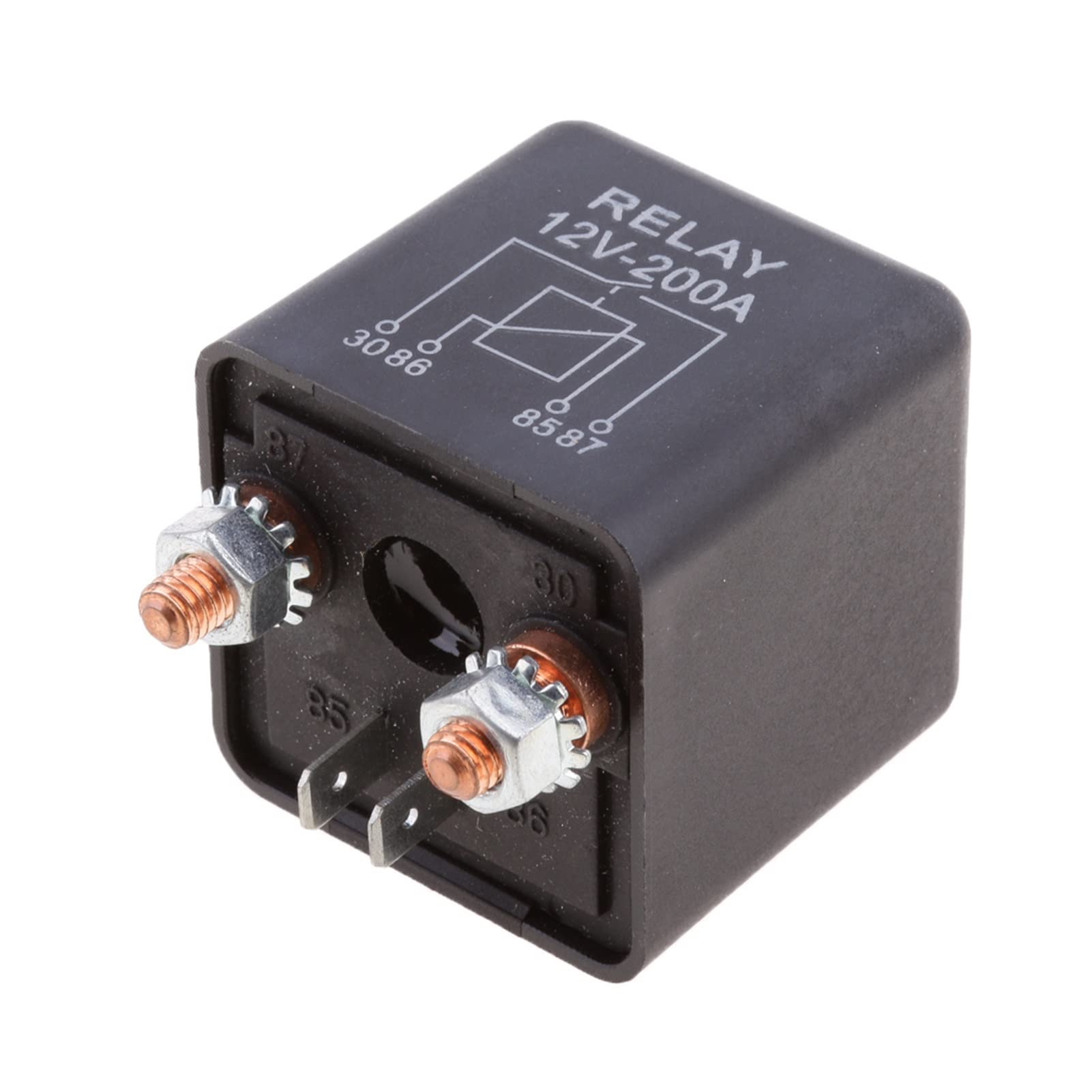 SPABOY Relé de 12 V CC, 200 amperios, Interruptor de relé de Motocicleta de Carga Dividida, relés de 4 Pines for camión, Barco, relé de solenoide Marino, Piezas de Arranque