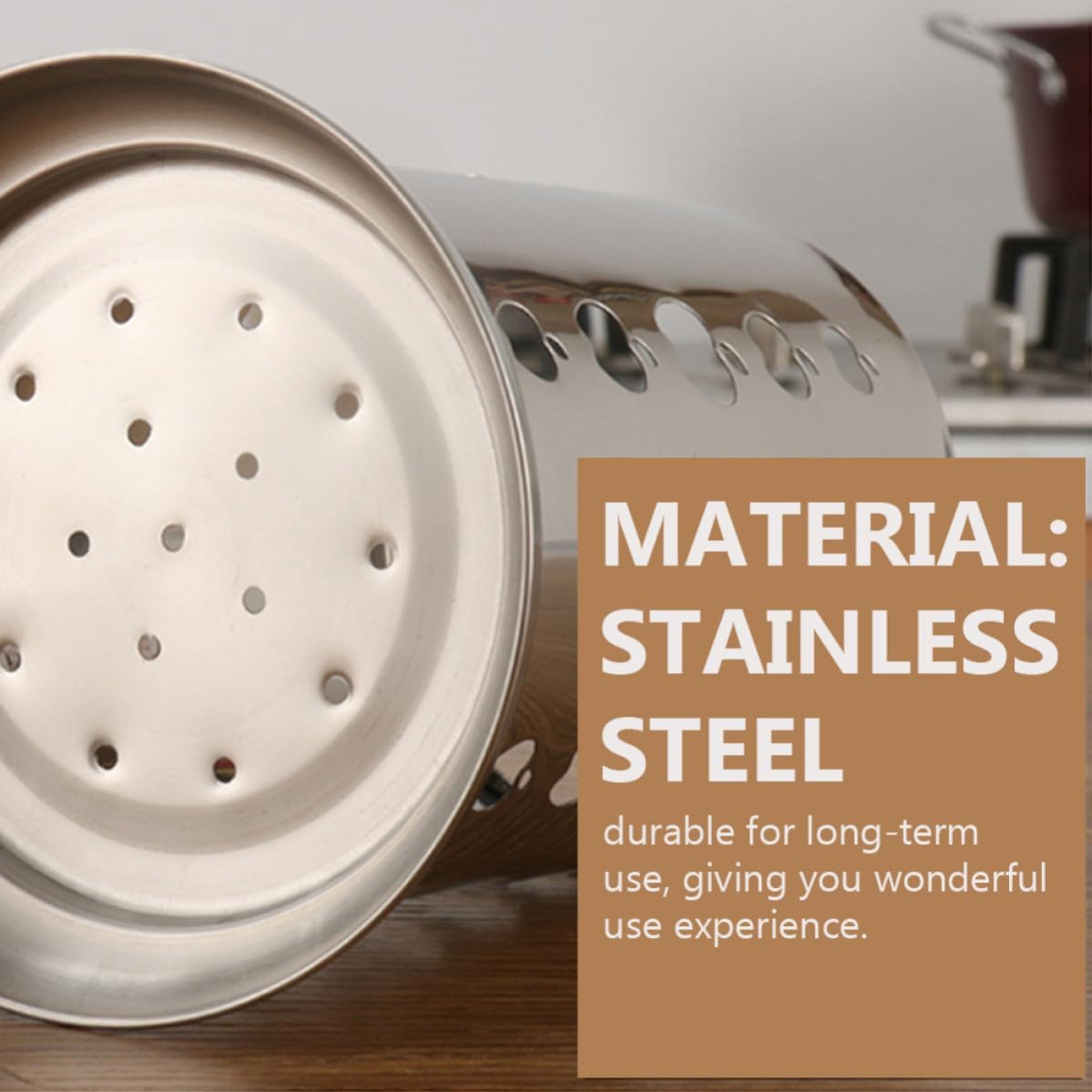 Stainless Steel Utensil Holder with Drain Holes, Silver Chopstick and Spoon Rack for Kitchen Countertop, Modern and Elegant Design, Convenient Household Silverware Organizer