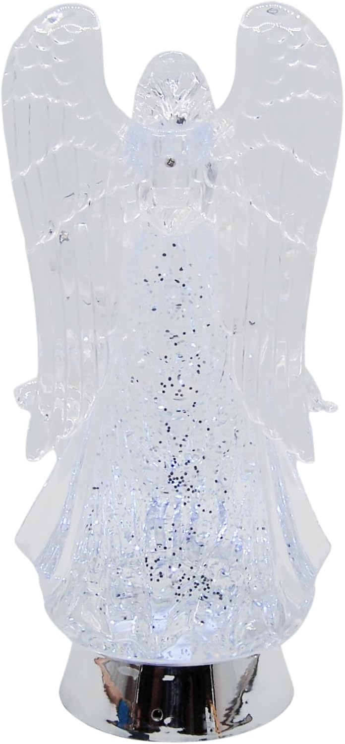 Wowser Illuminated Angel with Dove Figurine, Swirling Glitter Freestanding Christmas Decoration, 13 Inches - Image 2